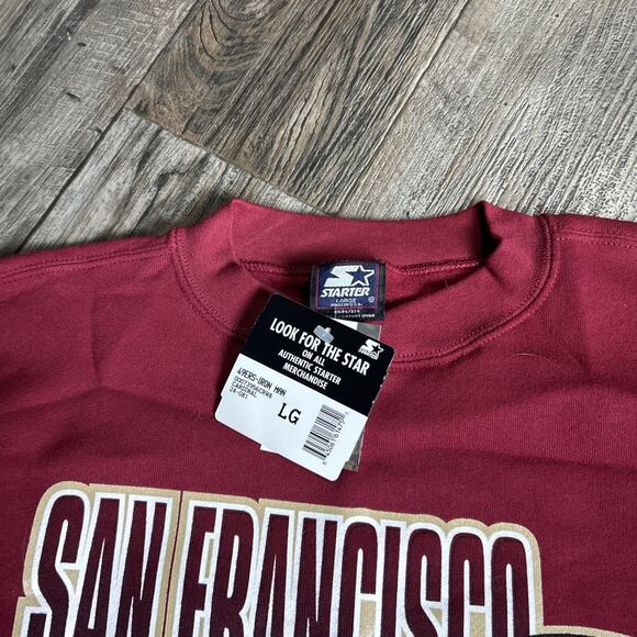 NWT Rare Vintage San Francisco 49ers Starter Crewneck Sweater Spellout Size L - Picture 3 of 6